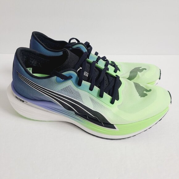 NEW Puma Deviate Nitro Elite 2 Running Shoes 377786-01 Size 11.5 Green Blue main image 5